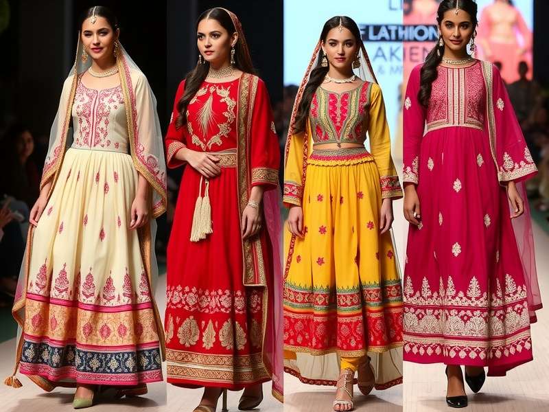 Modern adaptation of Rajasthani Angarkha Dress on fashion runway